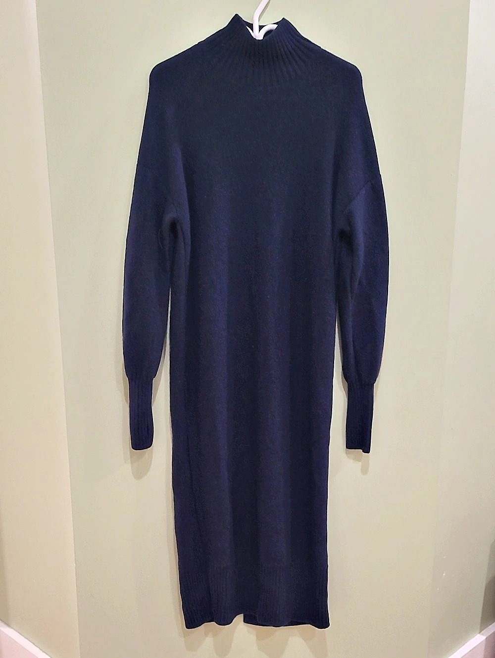 COS 100% Wool Textured Knit Midi Maxi Dress - Navy